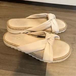 white/cream color tie sandals